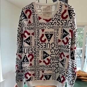 GUESS Men's Graphic Sweater - Black and Red